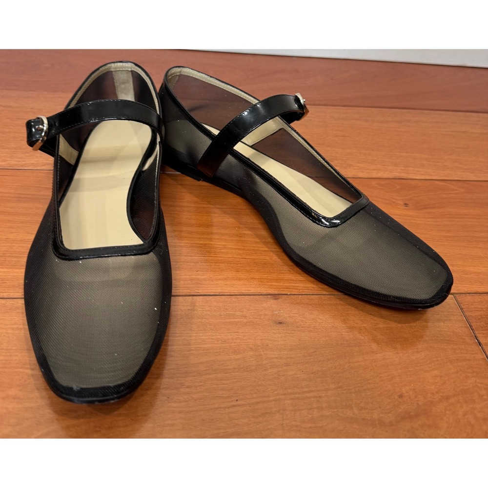 Le Monde Beryl Black Mesh Mary Janes Sz 39 Sparkle $530